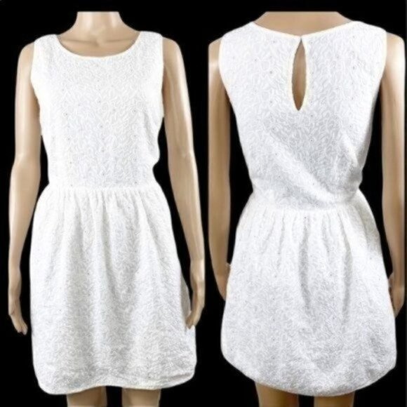 JOIE Soleil eyelet white sleeveless dress size  large Style J463-31334 - Picture 9 of 9